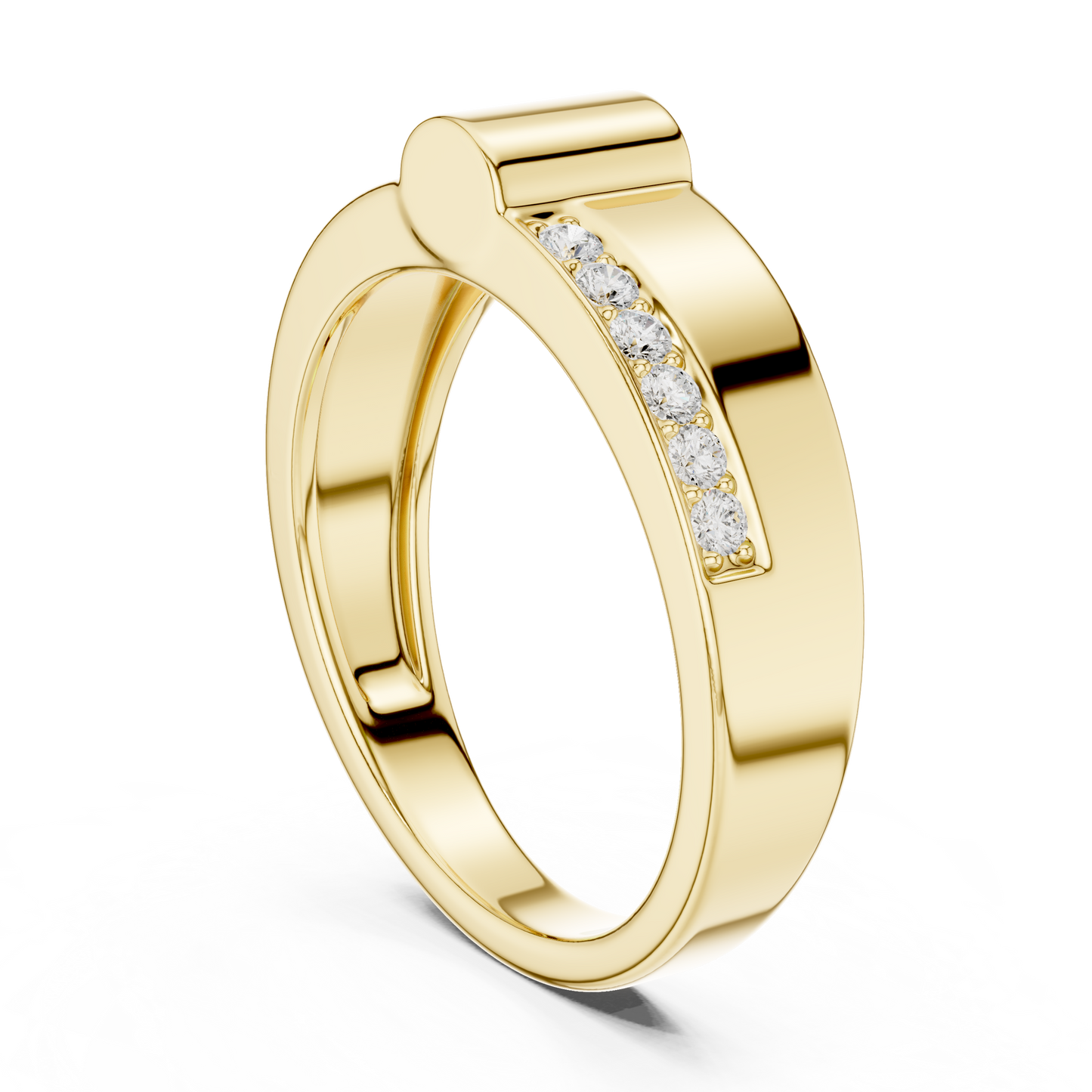Exclusive Diamond Mens Band | Rose White Yellow Gold Plated | High Polish Modern Ring