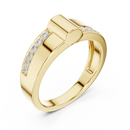 Exclusive Diamond Mens Band | Rose White Yellow Gold Plated | High Polish Modern Ring