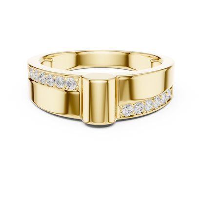 Exclusive Diamond Mens Band | Rose White Yellow Gold Plated | High Polish Modern Ring