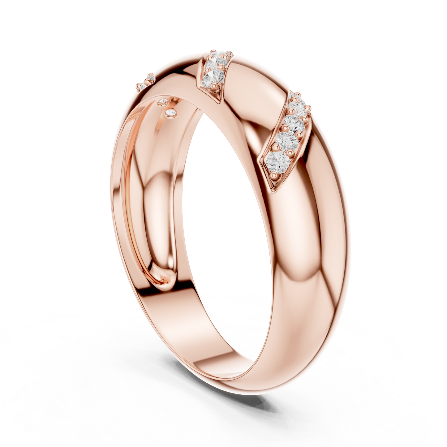 Obsidian Diamond Wedding Band | Rose Gold Plated Architecture | Sculpted Modern His Hers Ring