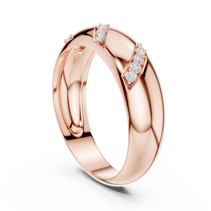 Obsidian Diamond Wedding Band | Rose Gold Plated Architecture | Sculpted Modern His Hers Ring