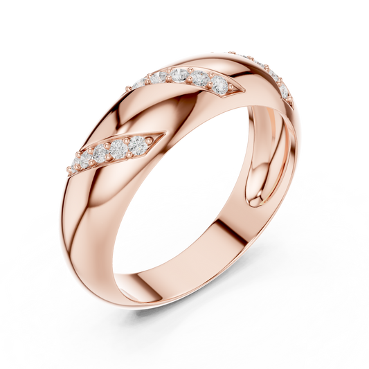 Obsidian Diamond Wedding Band | Rose Gold Plated Architecture | Sculpted Modern His Hers Ring