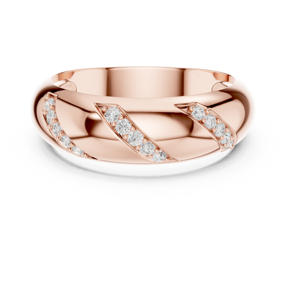 Obsidian Diamond Wedding Band | Rose Gold Plated Architecture | Sculpted Modern His Hers Ring