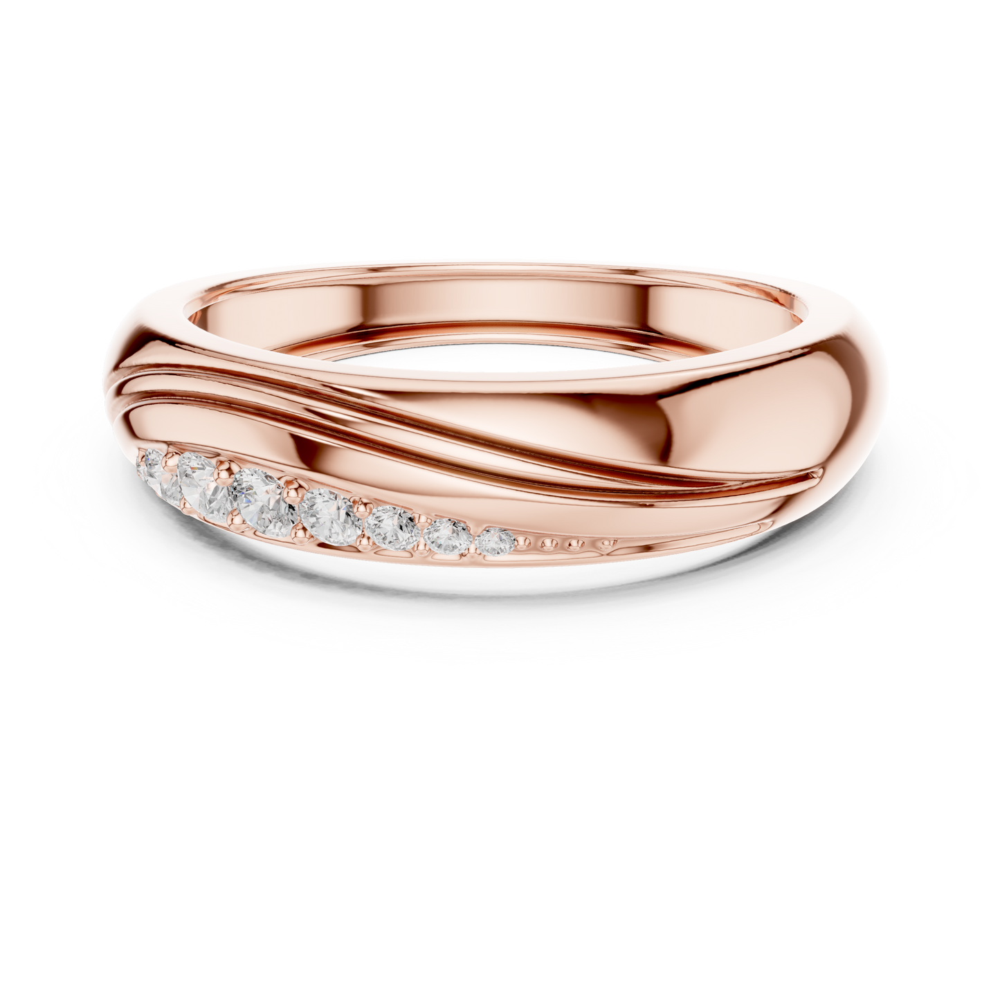 925 Sterling Silver Diamond Wedding Ring | Smooth Curve Band | Exclusive Luxury Commitment Anniversary Jewelry