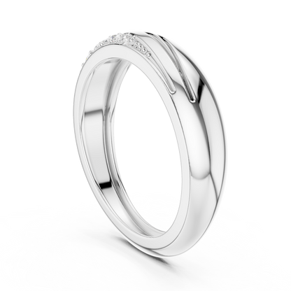 925 Sterling Silver Diamond Wedding Ring | Smooth Curve Band | Exclusive Luxury Commitment Anniversary Jewelry