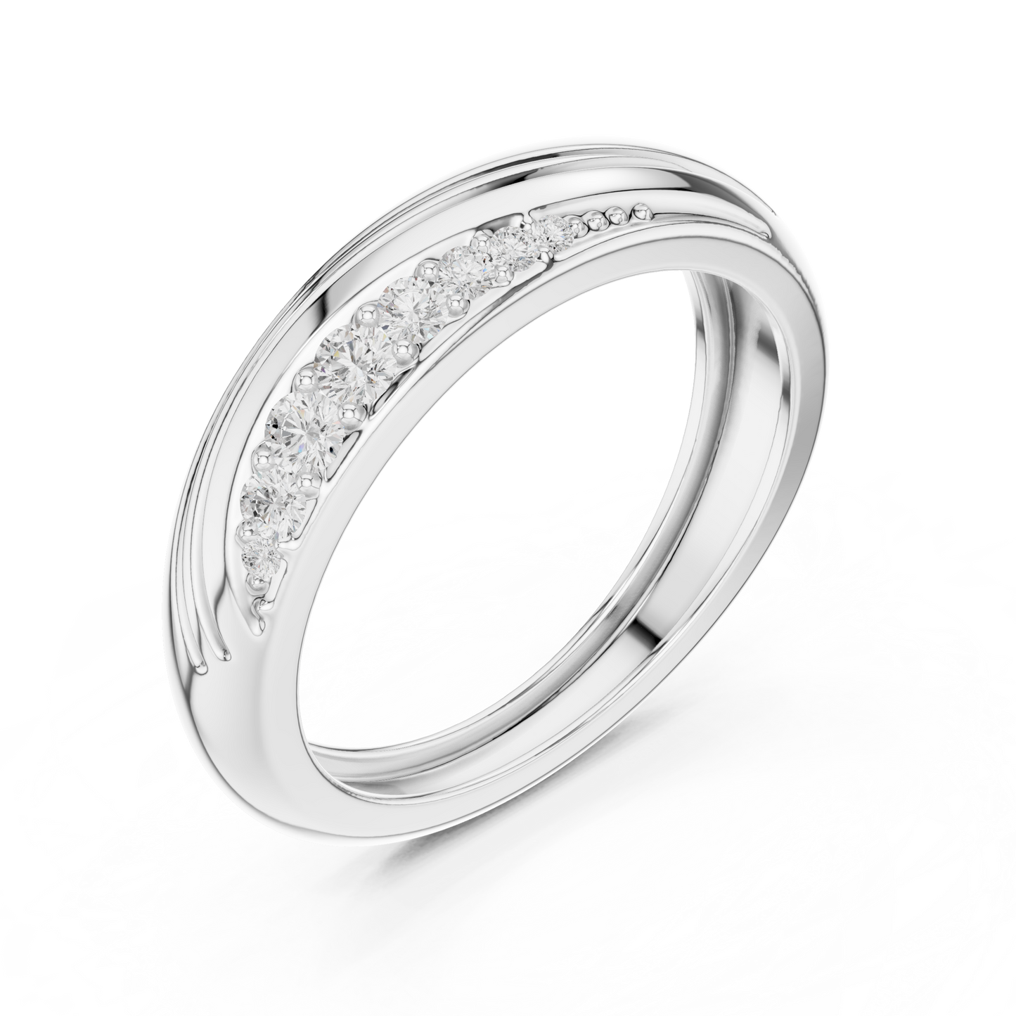 925 Sterling Silver Diamond Wedding Ring | Smooth Curve Band | Exclusive Luxury Commitment Anniversary Jewelry