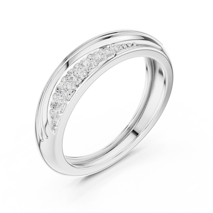 925 Sterling Silver Diamond Wedding Ring | Smooth Curve Band | Exclusive Luxury Commitment Anniversary Jewelry