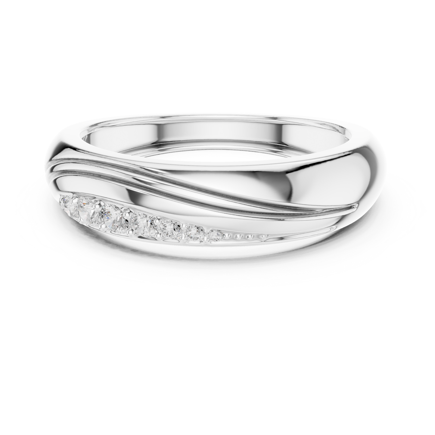925 Sterling Silver Diamond Wedding Ring | Smooth Curve Band | Exclusive Luxury Commitment Anniversary Jewelry