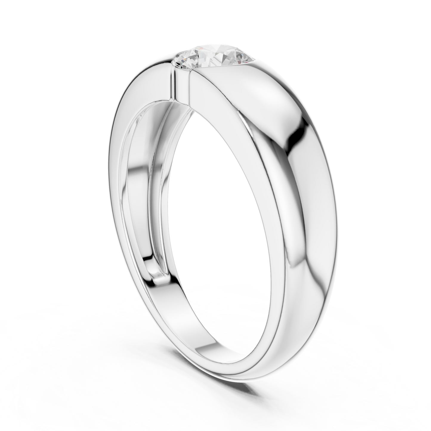 Sleek Bezel Diamond Ring | Designer 925 Sterling Silver Solitaire | Luxury Modern Wedding Band