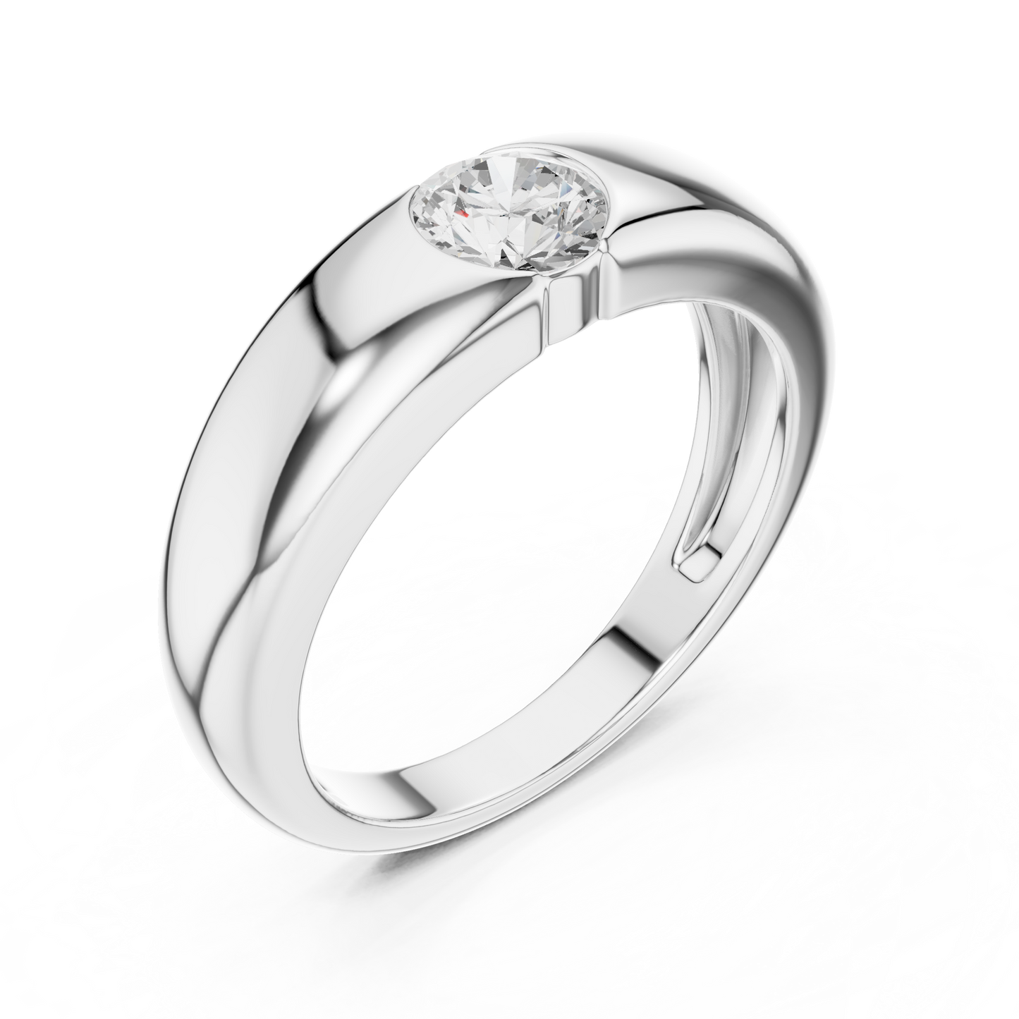 Sleek Bezel Diamond Ring | Designer 925 Sterling Silver Solitaire | Luxury Modern Wedding Band