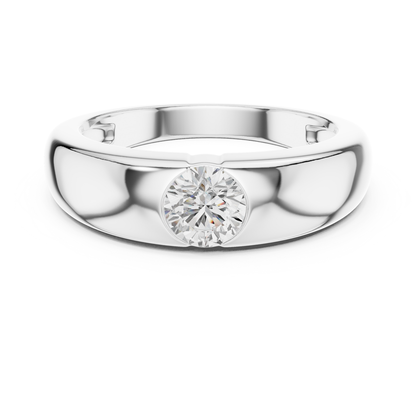 Sleek Bezel Diamond Ring | Designer 925 Sterling Silver Solitaire | Luxury Modern Wedding Band