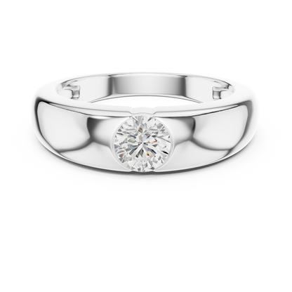 Sleek Bezel Diamond Ring | Designer 925 Sterling Silver Solitaire | Luxury Modern Wedding Band