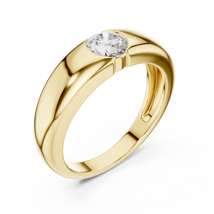 Sleek Bezel Diamond Ring | Designer 925 Sterling Silver Solitaire | Luxury Modern Wedding Band