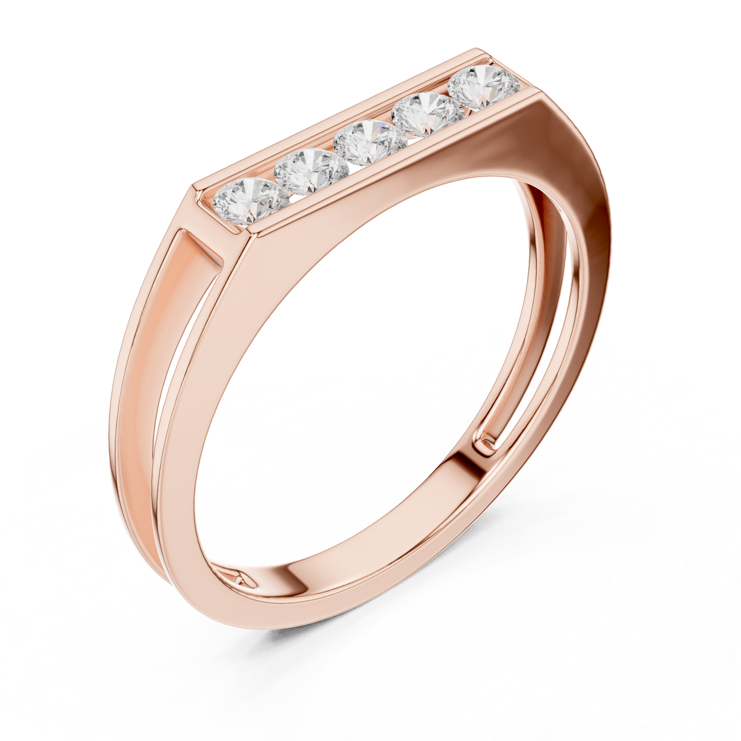 Exclusive Bar Diamond Ring | Rose Gold White Gold | Yellow Gold Unisex Wedding Band