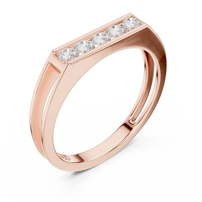 Exclusive Bar Diamond Ring | Rose Gold White Gold | Yellow Gold Unisex Wedding Band