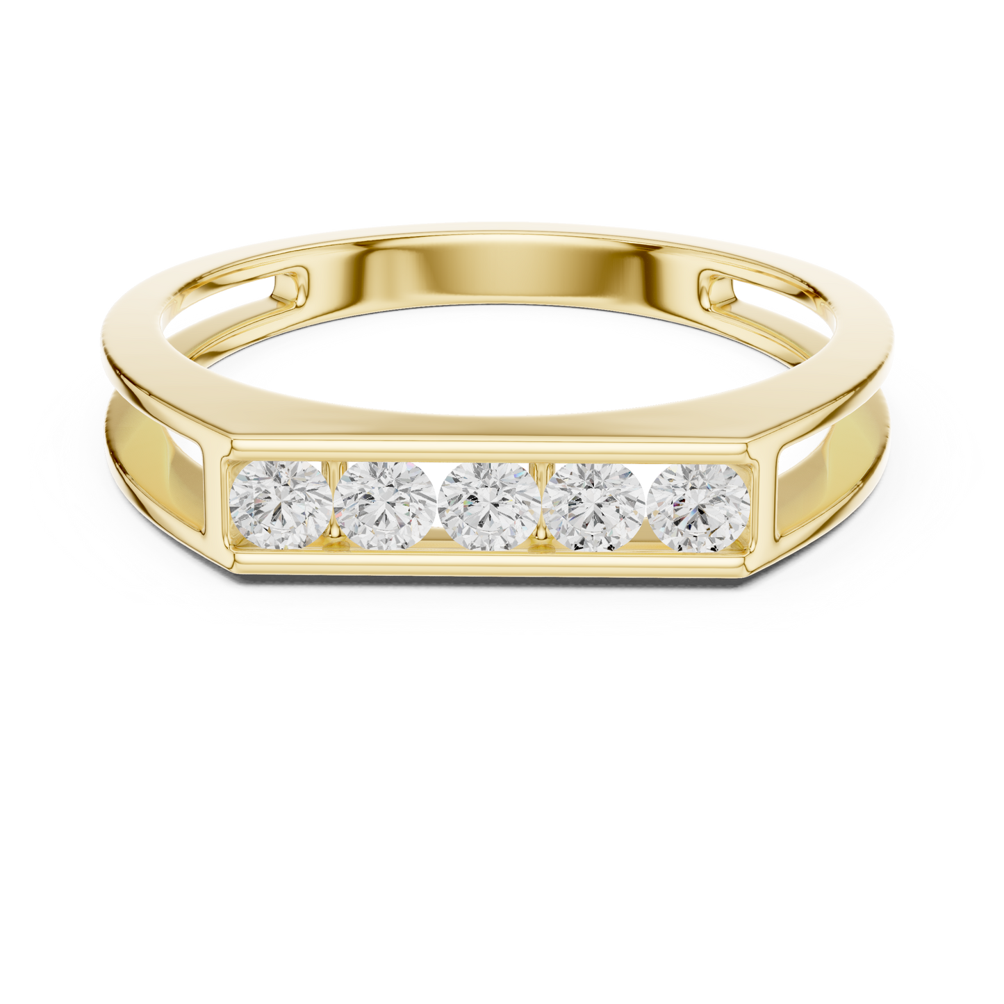 Exclusive Bar Diamond Ring | Rose Gold White Gold | Yellow Gold Unisex Wedding Band