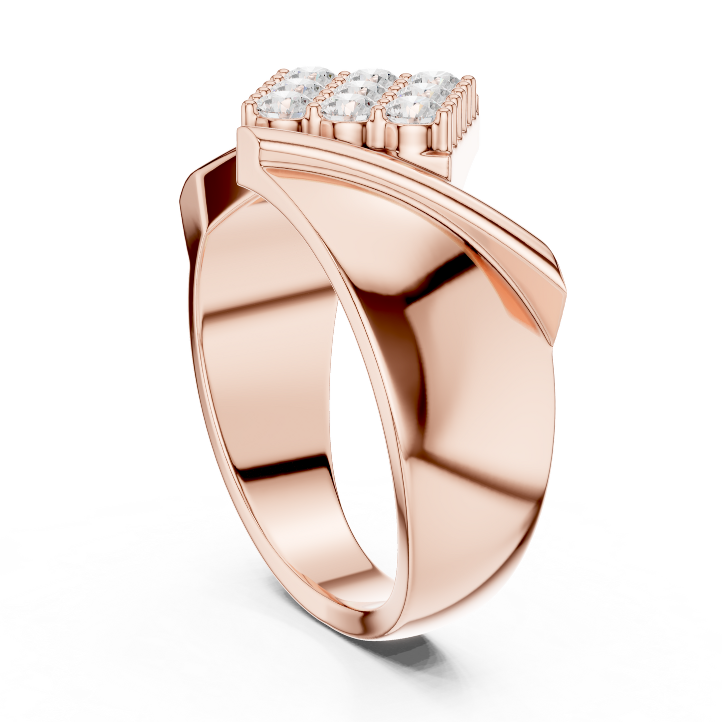Imperial Diamond Cluster Ring - Yellow Rose Gold Plated Band - Elite Power Statement For Royals
