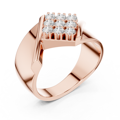 Imperial Diamond Cluster Ring - Yellow Rose Gold Plated Band - Elite Power Statement For Royals