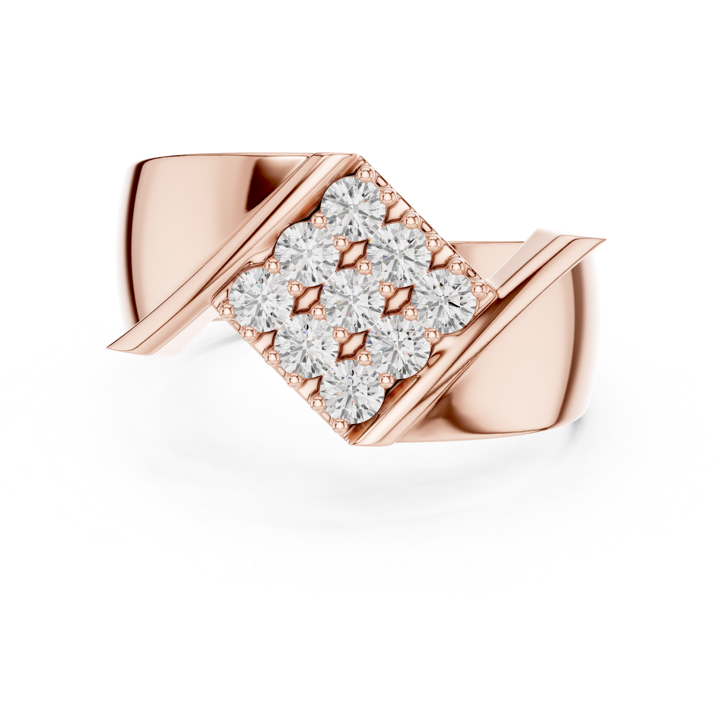 Imperial Diamond Cluster Ring - Yellow Rose Gold Plated Band - Elite Power Statement For Royals