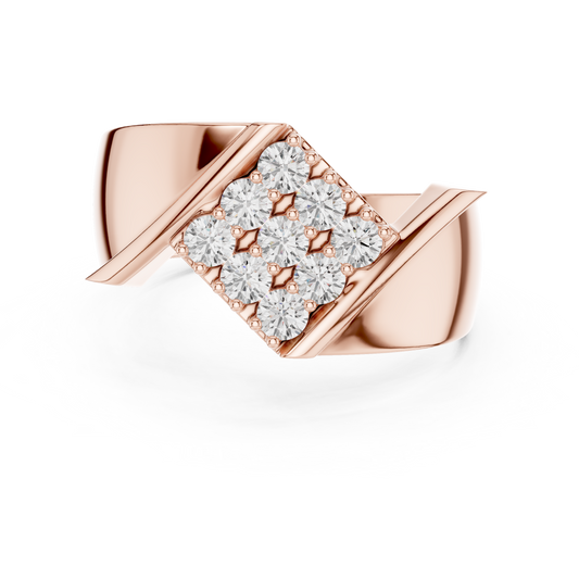 Imperial Diamond Cluster Ring - Yellow Rose Gold Plated Band - Elite Power Statement For Royals