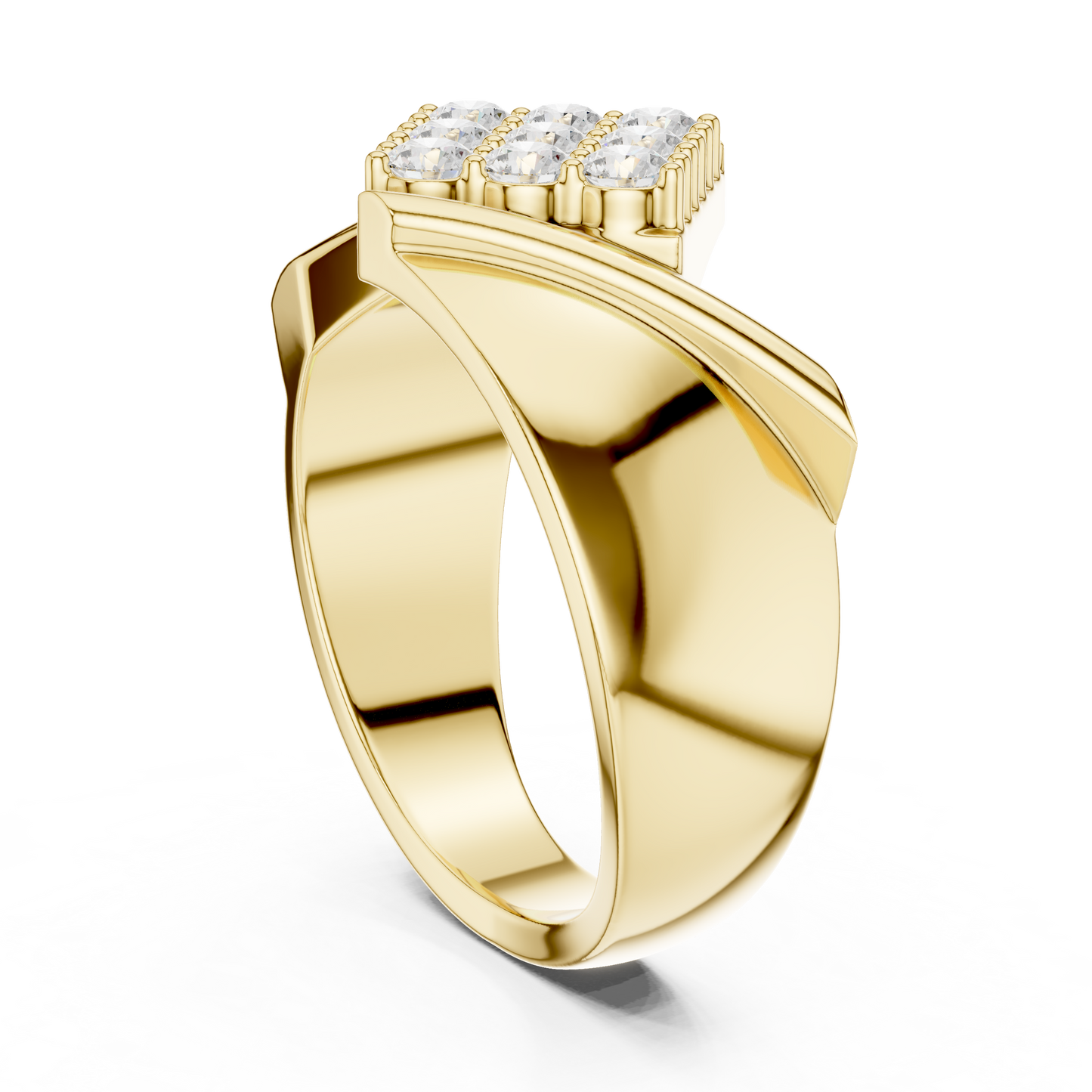 Imperial Diamond Cluster Ring - Yellow Rose Gold Plated Band - Elite Power Statement For Royals