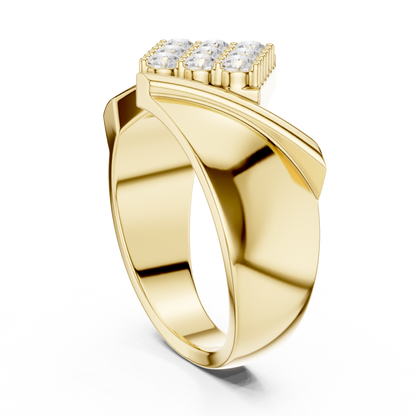 Imperial Diamond Cluster Ring - Yellow Rose Gold Plated Band - Elite Power Statement For Royals