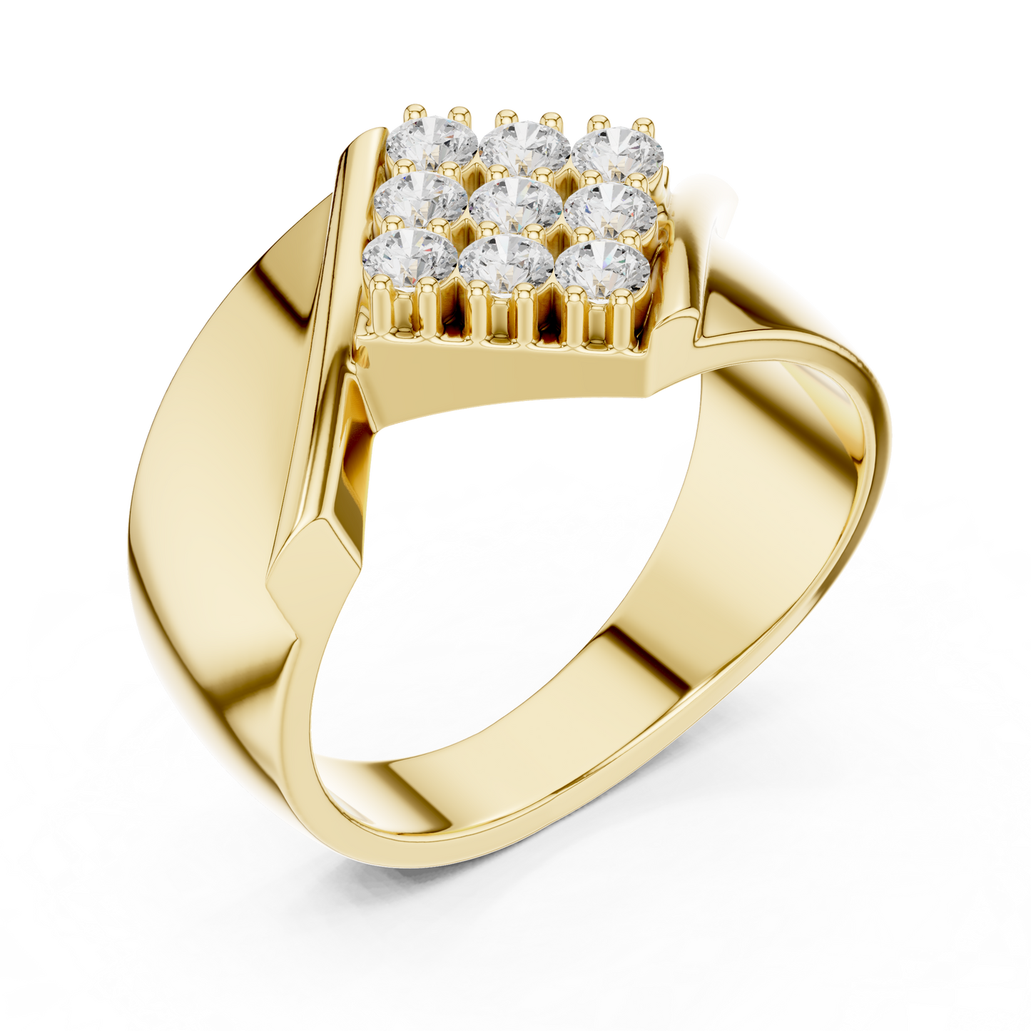 Imperial Diamond Cluster Ring - Yellow Rose Gold Plated Band - Elite Power Statement For Royals
