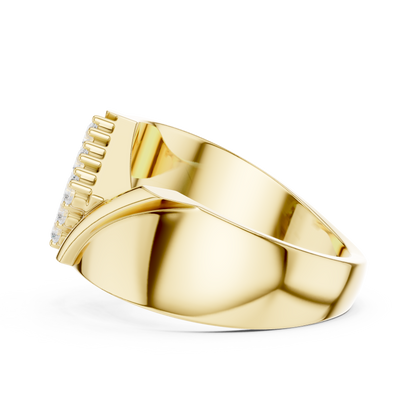 Imperial Diamond Cluster Ring - Yellow Rose Gold Plated Band - Elite Power Statement For Royals