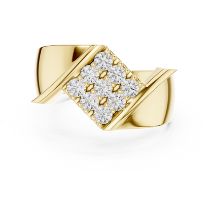 Imperial Diamond Cluster Ring - Yellow Rose Gold Plated Band - Elite Power Statement For Royals