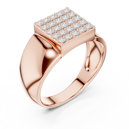 Heavy Square Diamond | Pave Cluster Ring | Men’s Luxury 925 Sterling Silver Statement Band