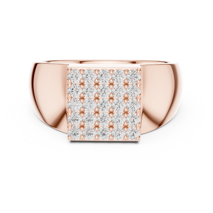 Heavy Square Diamond | Pave Cluster Ring | Men’s Luxury 925 Sterling Silver Statement Band