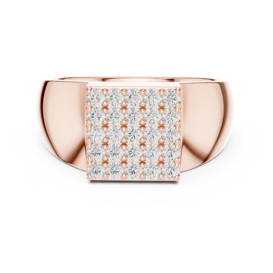 Heavy Square Diamond | Pave Cluster Ring | Men’s Luxury 925 Sterling Silver Statement Band