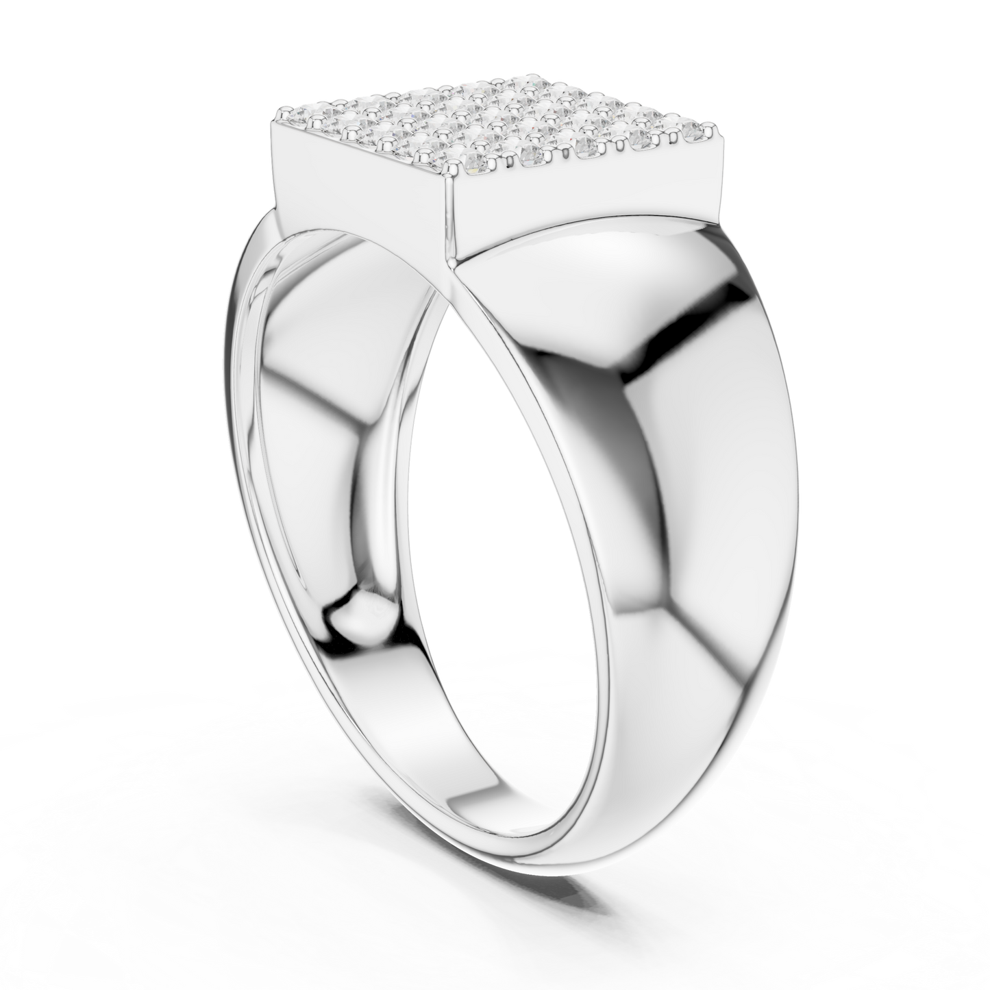 Heavy Square Diamond | Pave Cluster Ring | Men’s Luxury 925 Sterling Silver Statement Band