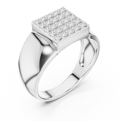 Heavy Square Diamond | Pave Cluster Ring | Men’s Luxury 925 Sterling Silver Statement Band