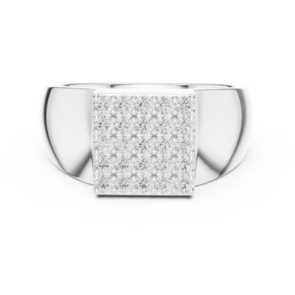 Heavy Square Diamond | Pave Cluster Ring | Men’s Luxury 925 Sterling Silver Statement Band
