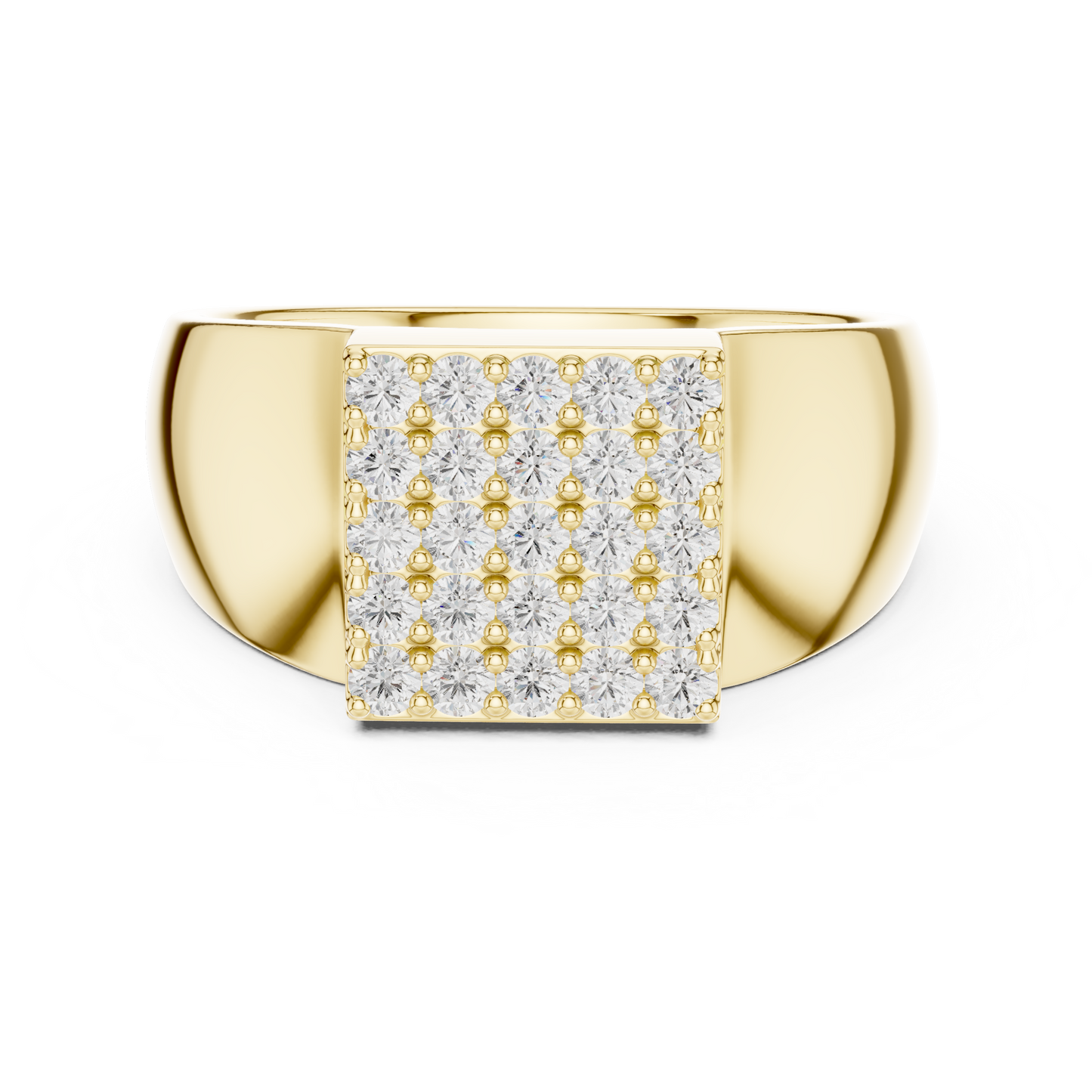 Heavy Square Diamond | Pave Cluster Ring | Men’s Luxury 925 Sterling Silver Statement Band