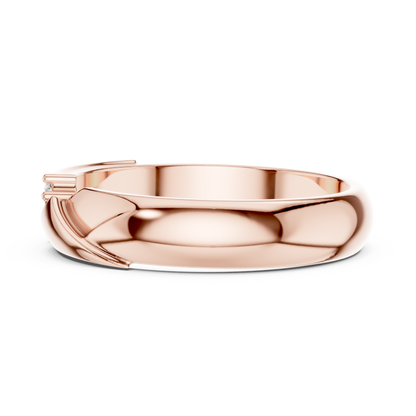 Couple Promise Diamond Ring | Rose White Yellow Gold | Three Stone Modern Wedding Band