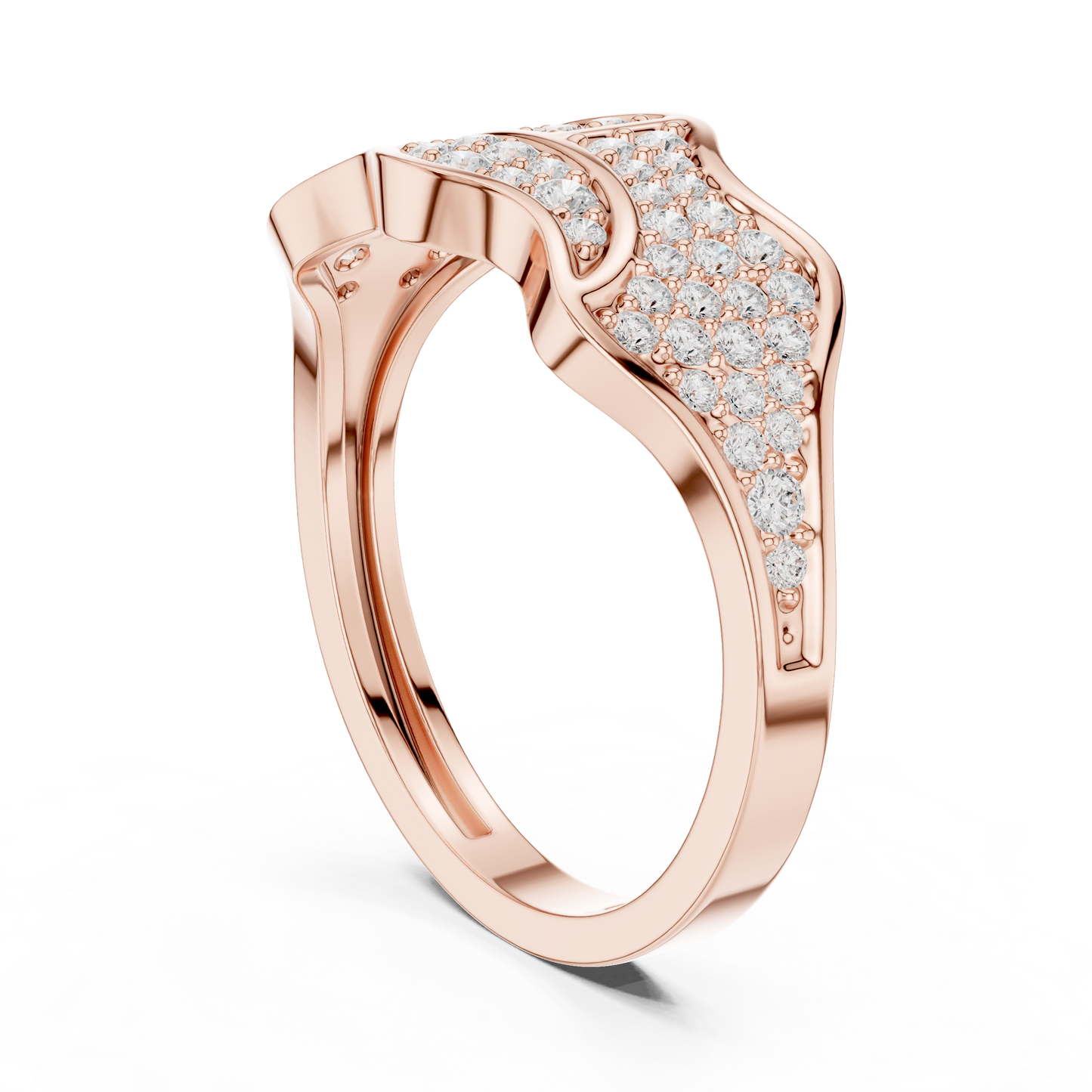 Rose Gold Plated Diamond Ring | High Shine Pave | Ultra Luxury Bridal Statement Jewelry