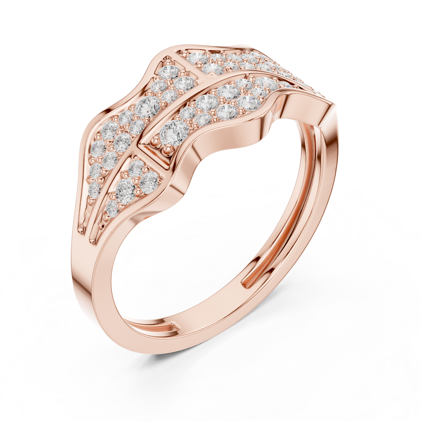 Rose Gold Plated Diamond Ring | High Shine Pave | Ultra Luxury Bridal Statement Jewelry