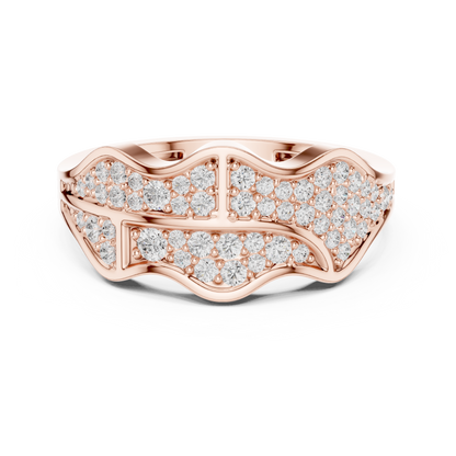 Rose Gold Plated Diamond Ring | High Shine Pave | Ultra Luxury Bridal Statement Jewelry
