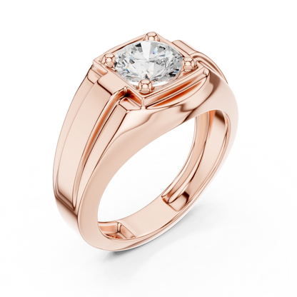 Mens Solitaire Diamond Ring | Modern Statement Engagement Band | Luxury 925 Sterling Silver Promise Jewelry