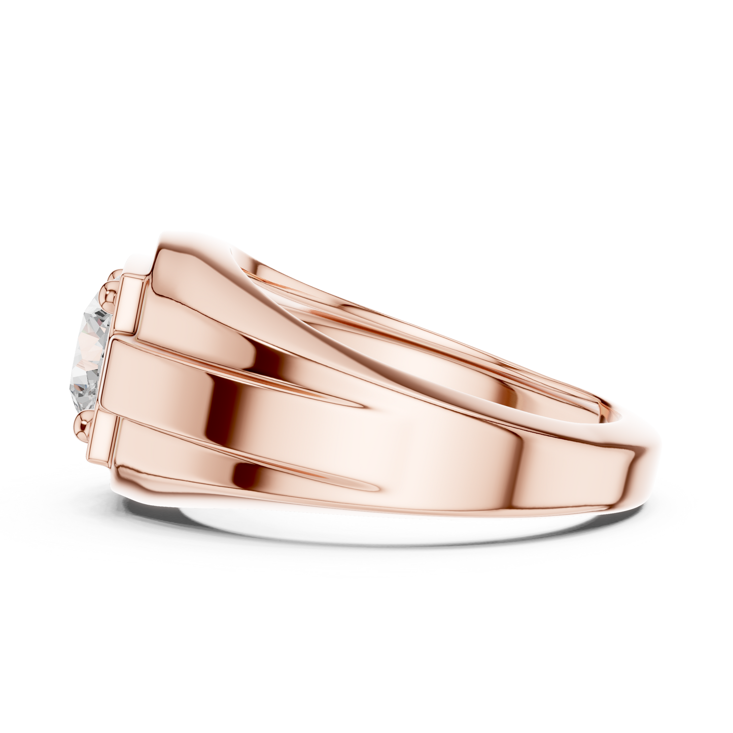 Mens Solitaire Diamond Ring | Modern Statement Engagement Band | Luxury 925 Sterling Silver Promise Jewelry