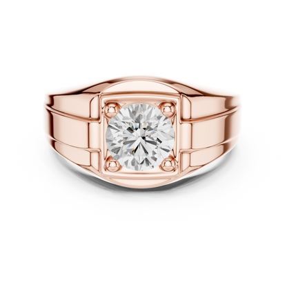 Mens Solitaire Diamond Ring | Modern Statement Engagement Band | Luxury 925 Sterling Silver Promise Jewelry