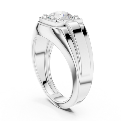 Mens Solitaire Diamond Ring | Modern Statement Engagement Band | Luxury 925 Sterling Silver Promise Jewelry