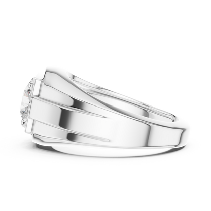 Mens Solitaire Diamond Ring | Modern Statement Engagement Band | Luxury 925 Sterling Silver Promise Jewelry