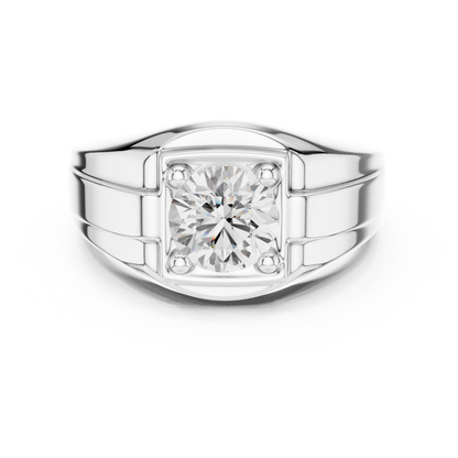 Mens Solitaire Diamond Ring | Modern Statement Engagement Band | Luxury 925 Sterling Silver Promise Jewelry