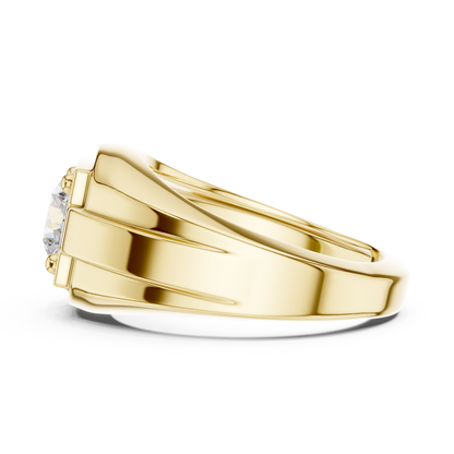 Mens Solitaire Diamond Ring | Modern Statement Engagement Band | Luxury 925 Sterling Silver Promise Jewelry