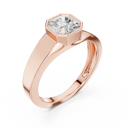 Octagon Bezel Diamond Ring | Modern Statement Solitaire | Luxury Engagement Band Design