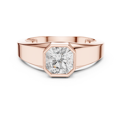 Octagon Bezel Diamond Ring | Modern Statement Solitaire | Luxury Engagement Band Design