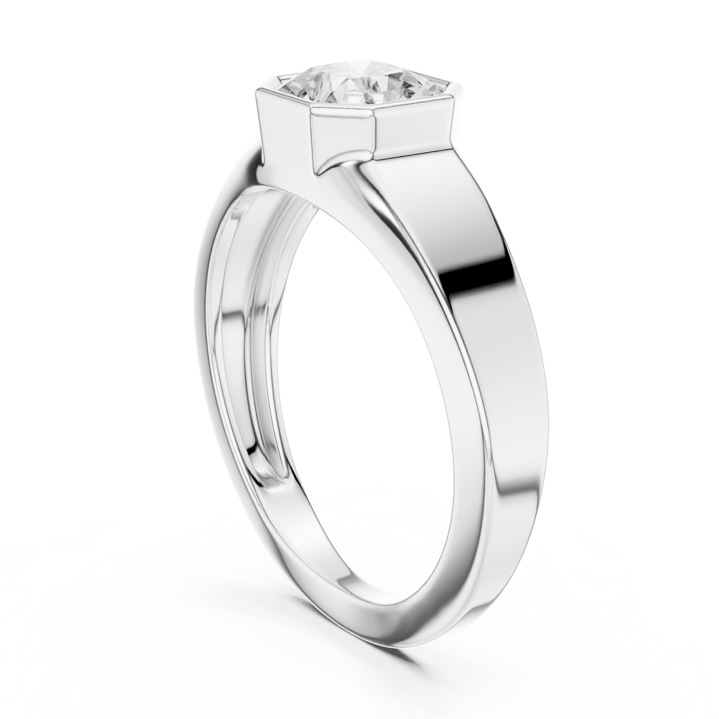 Octagon Bezel Diamond Ring | Modern Statement Solitaire | Luxury Engagement Band Design